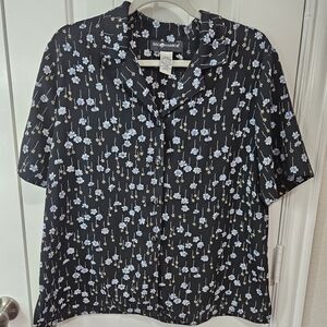 Sag Harbor Black and Blue Floral Shirt